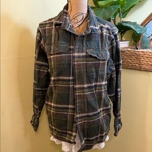 Orvis Green Plaid heavyweight flannel shirt jacket medium